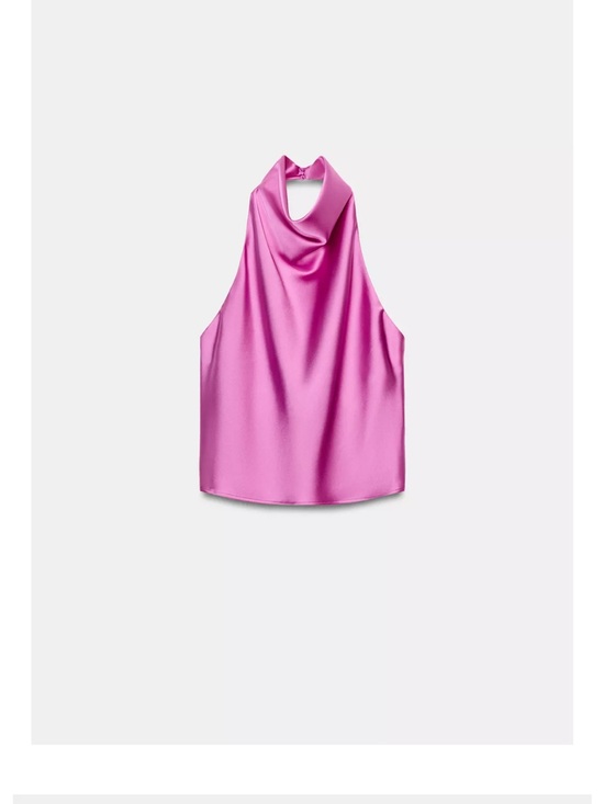 Zara Tops - Zara Pink Satin Halter Neck Blouse